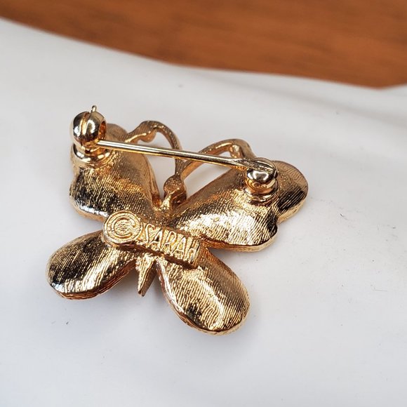 Vintage | Sarah Conventry | Gold Tone Small Butterfly Brooch Shoulder Pin - Picture 4 of 6